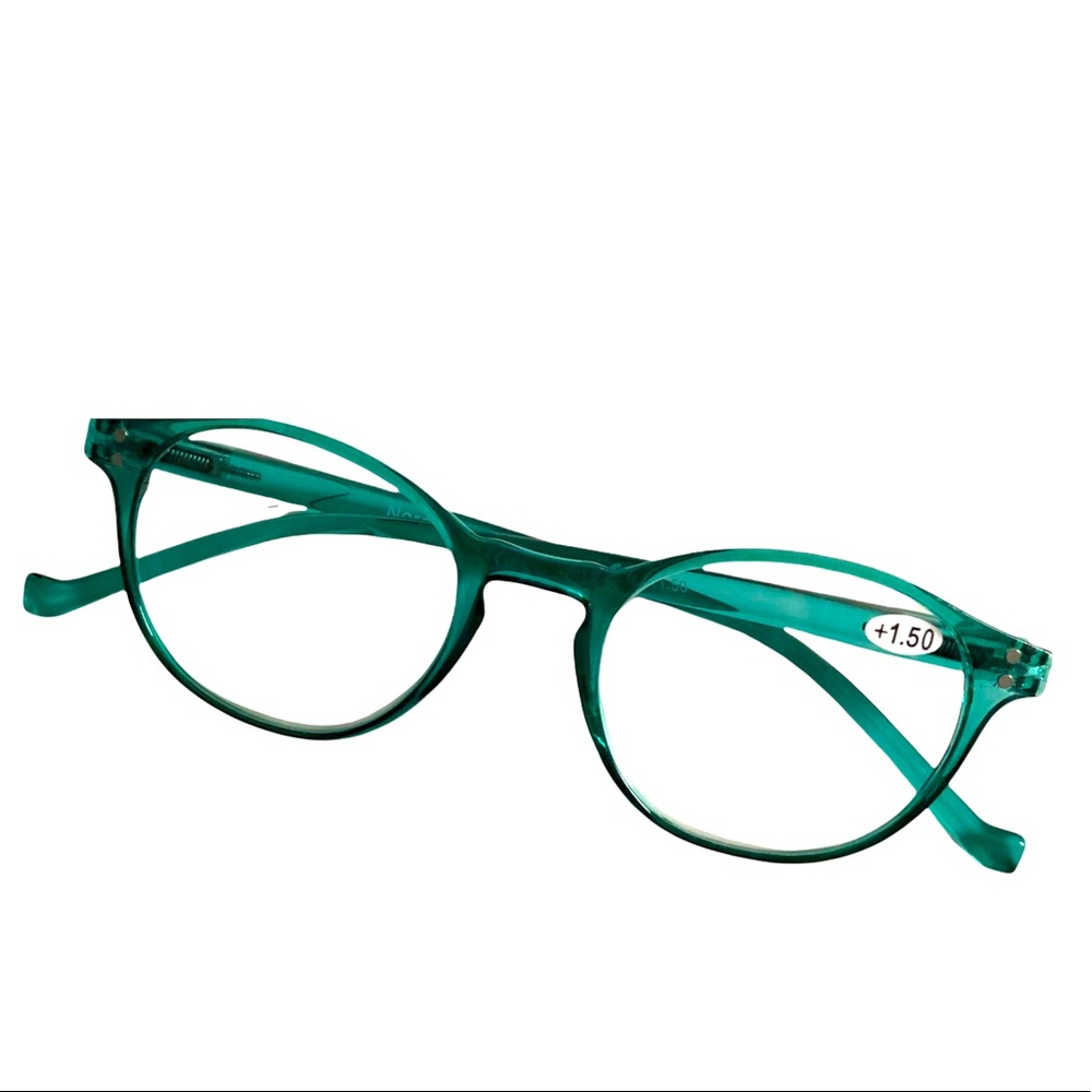 1.50 Green Reading Glasses Cat Eye Oversized Clear Lenses Designer Fashionable